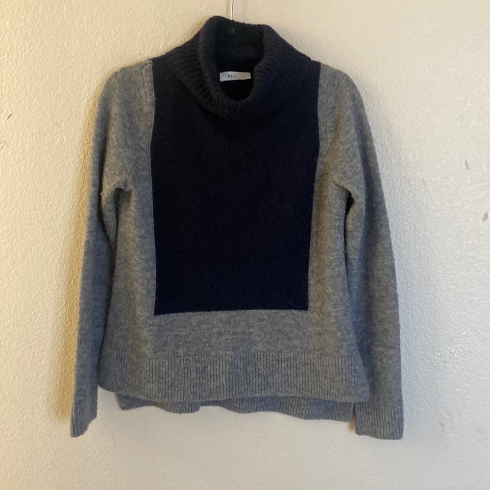A.L.C. Wool Blend Color Block Grey Turtleneck - image 1
